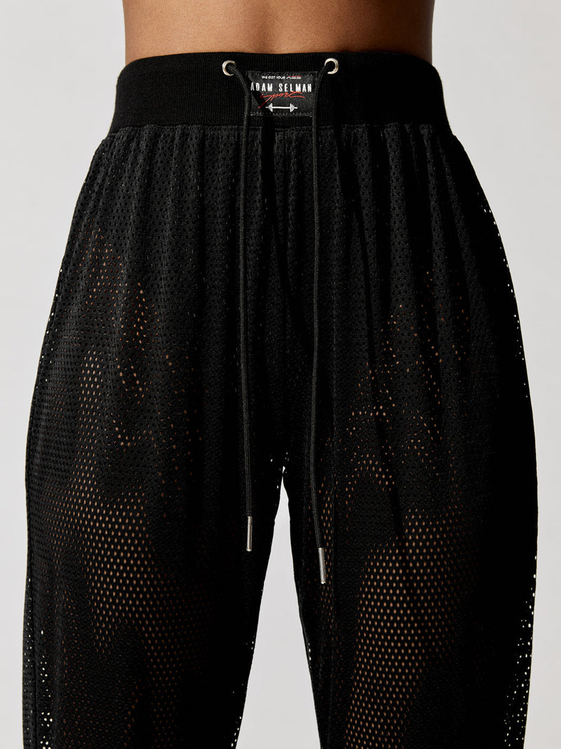Mesh Hi-rise Sweatpant - Black