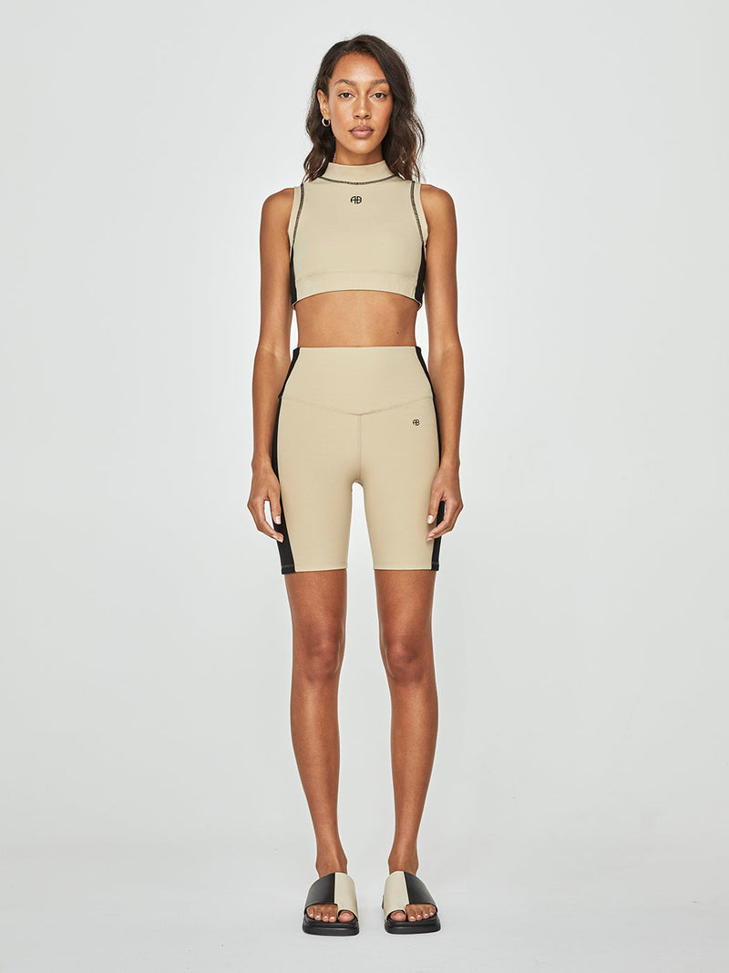 Blake Biker Short - Tan And Black