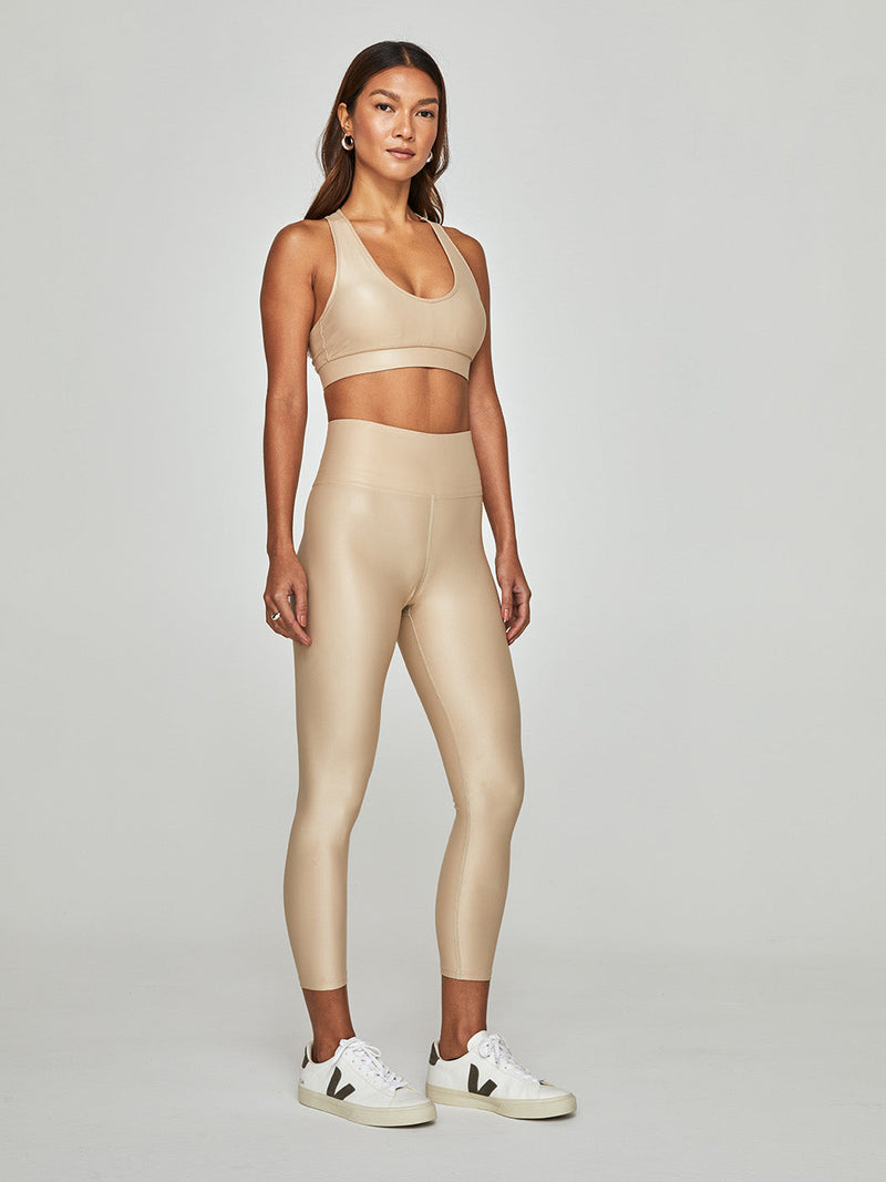 High Rise 7/8 Legging in Takara Shine - Sandy Tan