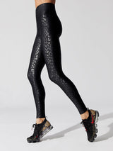 High Rise Full-length Legging in Leopard Takara Shine - Black