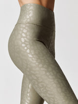 High Rise Full-length Legging in Leopard Takara Shine - Utility Green