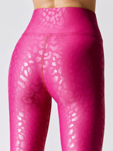 High Rise Full-length Legging in Leopard Takara Shine - Magenta