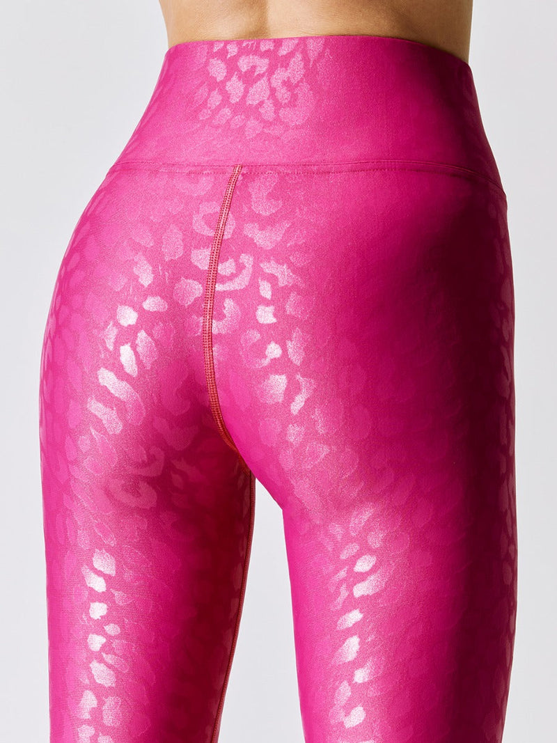 High Rise Full-length Legging in Leopard Takara Shine - Magenta