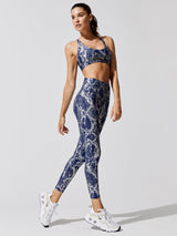 Metallic Snake High Rise Legging - Navy/Silver