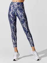 Metallic Snake High Rise Legging - Navy/Silver