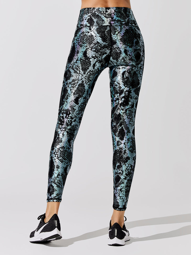 Metallic Snake High Rise Legging - Black Holographic
