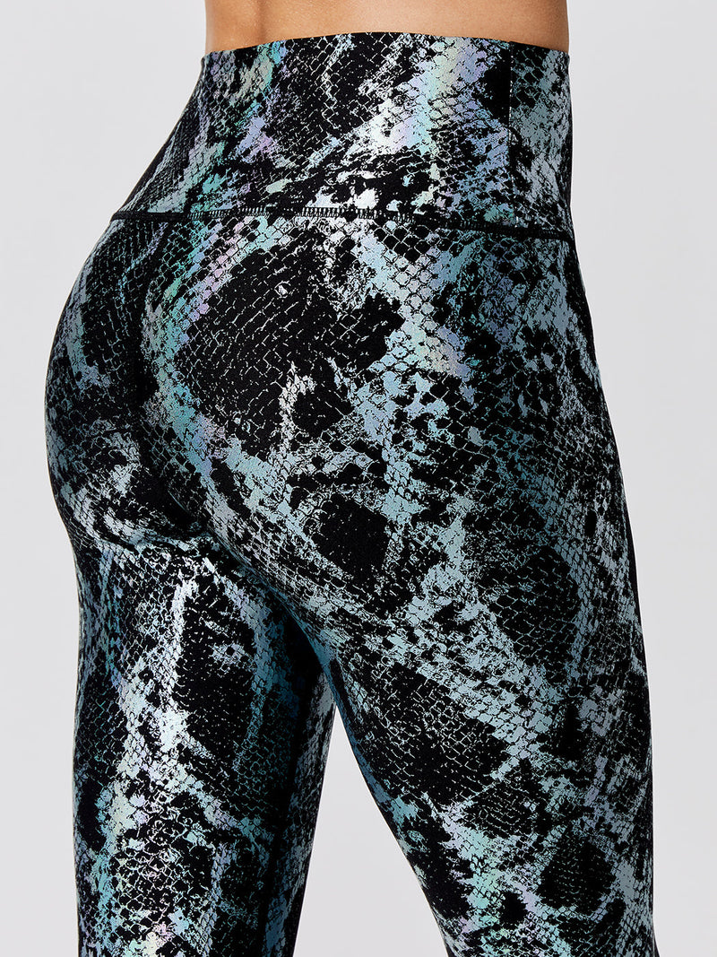 Metallic Snake High Rise Legging - Black Holographic