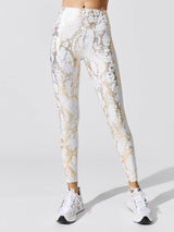Metallic Snake High Rise Legging - Cream-Gold