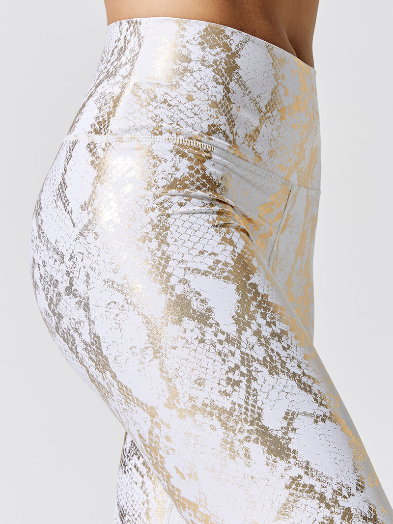 Metallic Snake High Rise Legging - Cream-Gold