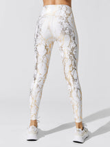 Metallic Snake High Rise Legging - Cream-Gold