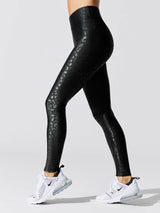 Regular Rise Full-length Legging in Leopard Takara Shine - Black