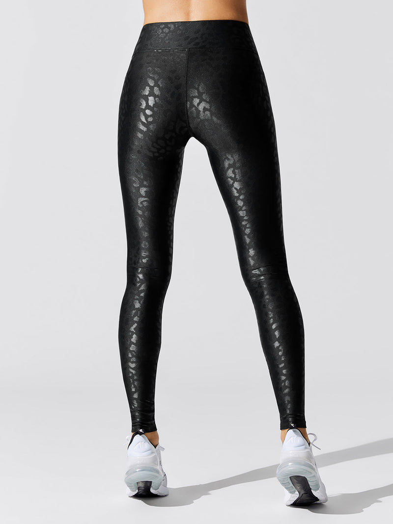 Regular Rise Full-length Legging in Leopard Takara Shine - Black