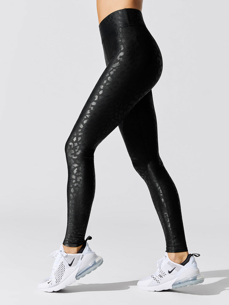 Regular Rise Full-length Legging in Leopard Takara Shine - Black