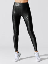 Regular Rise Full-length Legging in Leopard Takara Shine - Black