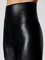 High Rise Full-length Legging in Crocodile Takara Shine - Black