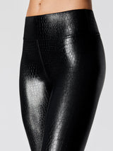 Regular Rise Full-length Legging in Crocodile Takara Shine - Black