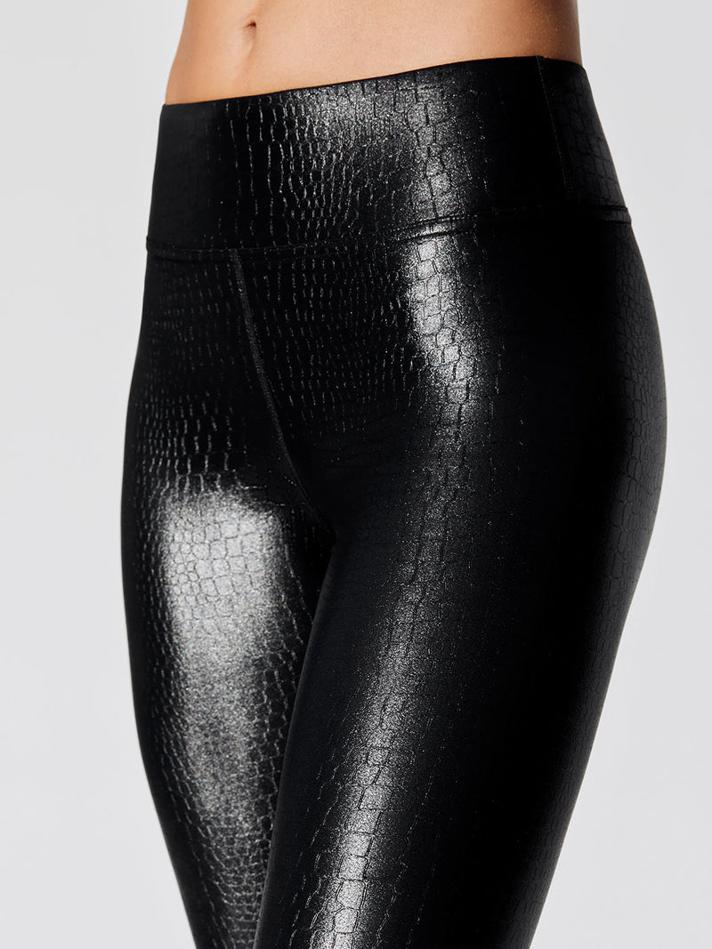 Regular Rise Full-length Legging in Crocodile Takara Shine - Black