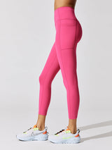 High Rise 7/8 Legging With Pockets in Cloud Compression - Electric Pink