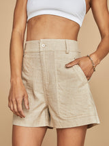 Linen Utility Short - Tan