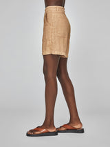Linen High Waisted Short - Italian Clay
