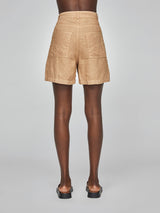 Linen High Waisted Short - Italian Clay